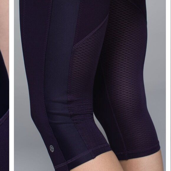 Lululemon Clip-In Crop Leggings 16" in Black Grape size 6 cycling biking - Picture 4 of 14